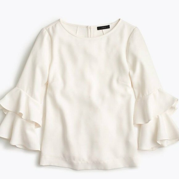 NWT J.Crew Tiered Bell-Sleeve Top in Drapey Crepe - Picture 1 of 3
